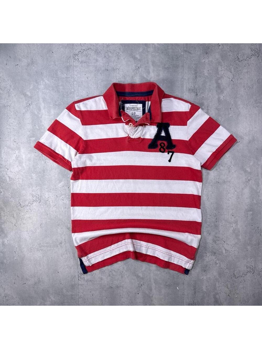 Y2K Aeropostale Red Striped Polo Shirt